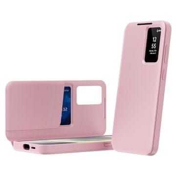 GS Ovitek denarnica s preklopom za Samsung Galaxy S25+ Plus Smart View, roza