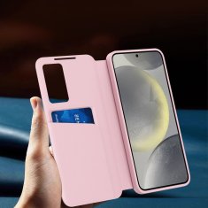 GS Ovitek denarnica s preklopom za Samsung Galaxy S25 Ultra Smart View, roza