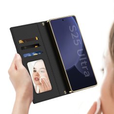GS Ovitek denarnica GKK z ogledalom za Samsung Galaxy S25 Ultra, črn