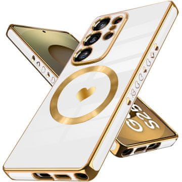 GS Ovitek za Samsung Galaxy S25 Ultra, MagSafe Heart, bel