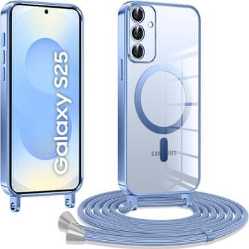 Overboard Ovitek za Samsung Galaxy S25, Electro MagSafe, moder + vrvica za vstavljanje