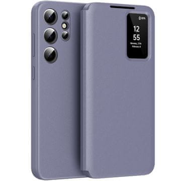GS Ovitek denarnica s preklopom za Samsung Galaxy S22 Ultra Smart View, vijoličen