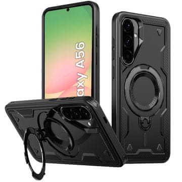 GS Ovitek za Samsung Galaxy A56 5G, vojaški MagSafe, črn