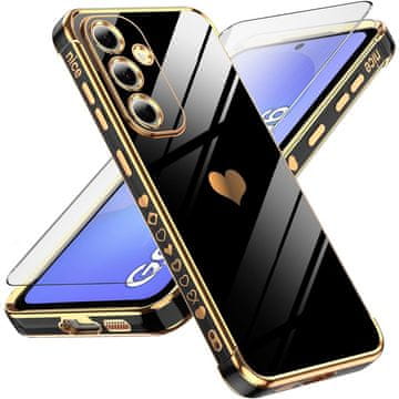 GS Ovitek za Samsung Galaxy A36 5G, Electro heart, črn + 9H steklo
