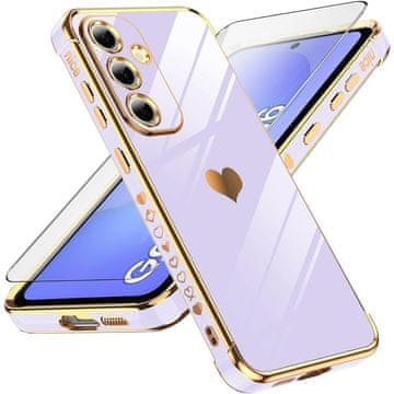 GS Ovitek za Samsung Galaxy A36 5G, Electro heart, vijoličen + 9H steklo