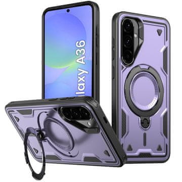 GS Ovitek za Samsung Galaxy A36 5G, vojaški MagSafe, vijoličen