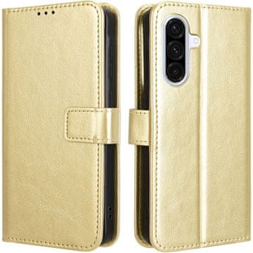 GS Ovitek za Samsung Galaxy A36 5G, denarnica Crazy Horse, zlat