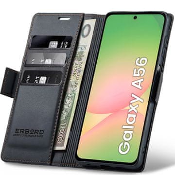 Overboard Ovitek za Samsung Galaxy A56 5G, sijoč liči , denarnica s preklopom, črna