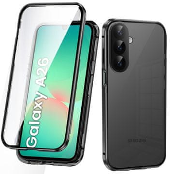 GS Ovitek za Samsung Galaxy A26 5G, magnetno dvojno steklo, črn