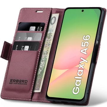 Overboard Ovitek za Samsung Galaxy A56 5G, sijoč liči , denarnica s preklopom, rdeč