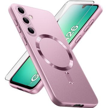 GS Ovitek za Samsung Galaxy A26 5G, ColorMag, za MagSafe, roza + kaljeno steklo 9H