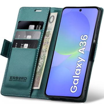 Overboard Ovitek za Samsung Galaxy A36 5G, sijoč liči , denarnica z zavihkom, zelen