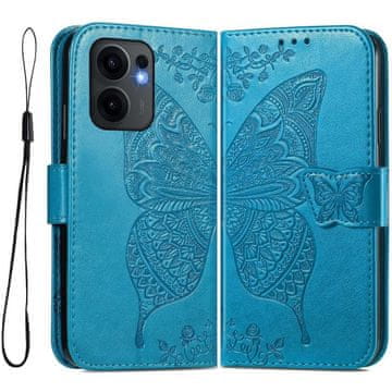 GS Preklopni ovitek za Oppo Reno 13F / Oppo Reno 13FS, metuljček, moder