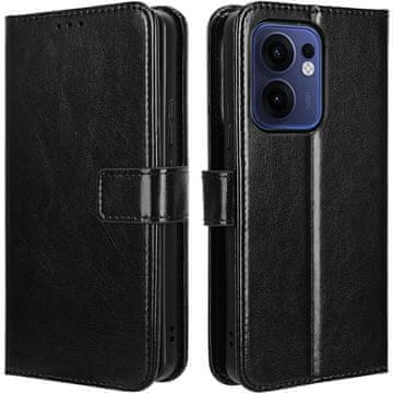 GS Preklopni ovitek za Oppo Reno 13F / Oppo Reno 13FS, denarnica Crazy Horse, črna