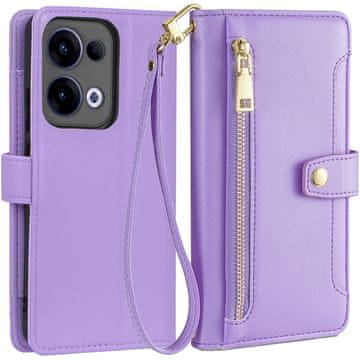 GS Ovitek za Oppo Reno 13 z zadrgo, denarnica, vijolična