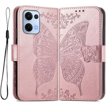 GS Ovitek za Oppo Reno 13, metulj, roza zlata