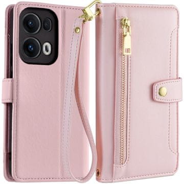 GS Ovitek za Oppo Reno 13 Pro z zadrgo, denarnica, roza