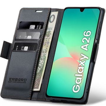 Overboard Ovitek za Samsung Galaxy A26 5G, sijoč liči , denarnica s preklopom, črna