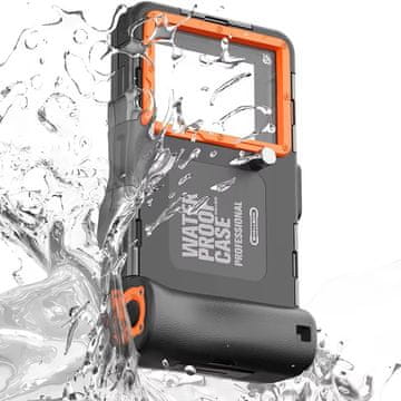 Box Vodoodporni ovitek za telefon IPX8 2. generacije I Univerzalni, črno/oranžen