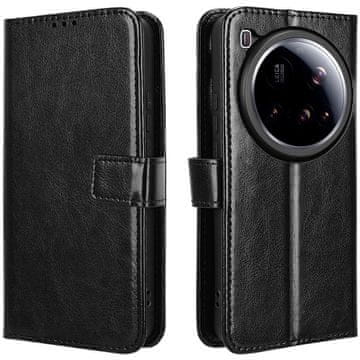 GS Ovitek s preklopom za Xiaomi 15 Ultra, denarnica Crazy Horse, črna