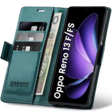 Overboard Ovitek za Oppo Reno 13F / Oppo Reno 13FS, sijoč liči , denarnica s preklopom, zelen