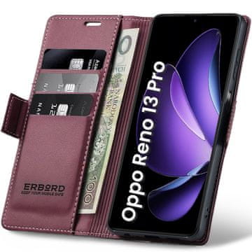 Overboard Ovitek za Oppo Reno 13 Pro, sijoč liči , denarnica s preklopom, rdeč