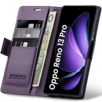 Overboard Ovitek za Oppo Reno 13 Pro, sijoč liči , denarnica z zavihkom, vijolična