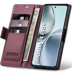 Overboard Ovitek za Realme 14 Pro+ 5G, sijoč liči , denarnica z zavihkom, rdeč