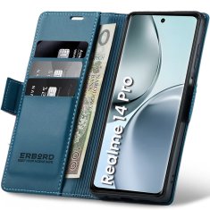 Overboard Ovitek za Realme 14 Pro 5G, sijoč liči , denarnica z zavihkom, moder