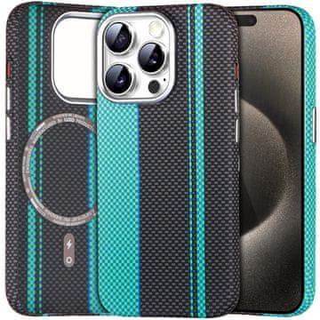 Overboard Ovitek za iPhone 15 Pro Max, karbonska vlakna MagSafe, črna/modra