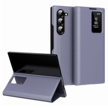 GS Ovitek denarnica z naslonom za telefon Samsung Z Fold5 5G Smart View, sivkaste barve