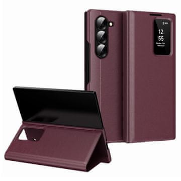 GS Ovitek denarnica z naslonom za Samsung Z Fold6 5G Smart View, bordo