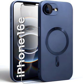 GS Ovitek za iPhone 17e / 16e, ColorMag, za MagSafe, temno moder + kaljeno steklo 9H