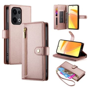 GS Ovitek za Oppo Reno 13 Pro 5G z zadrgo, denarnica, roza
