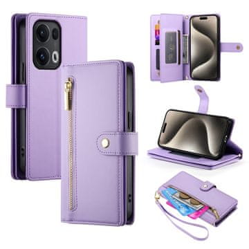GS Ovitek za Oppo Reno 13 Pro 5G z zadrgo, denarnica, vijolična