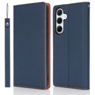 GS Ovitek za Samsung Galaxy S25+ Plus, z vzorcem liči kože, temno moder