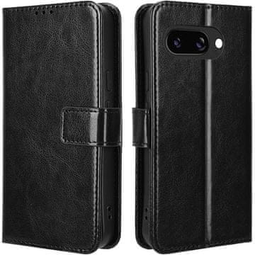 GS Ovitek Crazy Horse Wallet Flip za Google Pixel 9A, črn