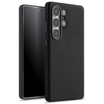 Ovitek za Samsung Galaxy S25 Ultra, usnjen, črn