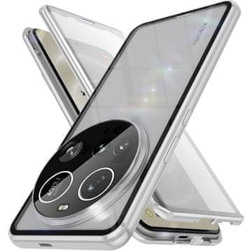 GS Ovitek za Xiaomi 15 Ultra, magnetno dvojno steklo, srebrn