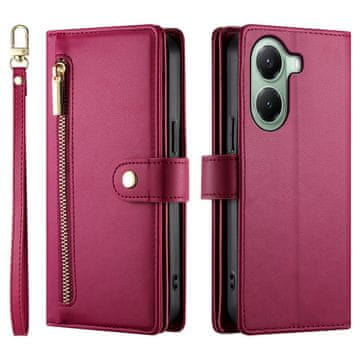 GS Ovitek za Xiaomi Poco X7 Pro 5G, denarnica z zadrgo, rdeč