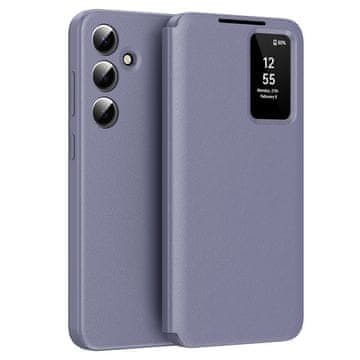GS Ovitek denarnica s preklopom za Samsung Galaxy S24 FE Smart View, sivkast