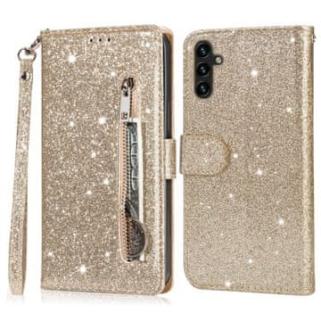 GS Ovitek za Samsung Galaxy A36 5G z zadrgo, bleščeč, zlat