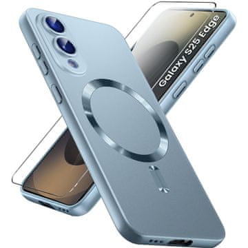 GS Ovitek za Samsung Galaxy S25 Edge, ColorMag, za MagSafe, moder + kaljeno steklo 9H