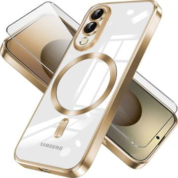 GS Ovitek za Samsung Galaxy S25 Edge, Electro MagSafe, zlat + zaščitno steklo za zaslon