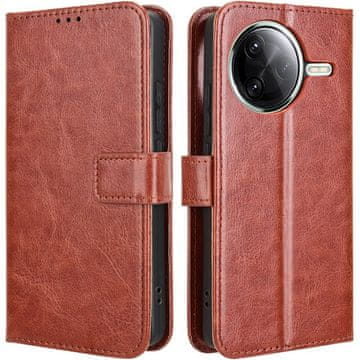 GS Ovitek za Xiaomi Poco F7 Ultra, denarnica Crazy Horse, rjava