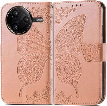 GS Ovitek za Xiaomi Poco F7 Ultra, metulj, roza zlata