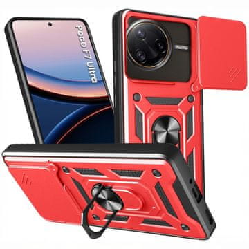 GS Oklepni ovitek za Xiaomi Poco F7 Pro, CamShield Slide, rdeč