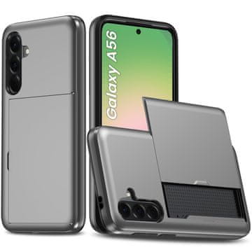GS Ovitek za Samsung Galaxy A56 5G, drsni etui za kartice, siv