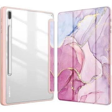GS Ovitek za Samsung Galaxy Tab S10 FE+ Plus, Smartcase Hybrid, z držalom za pisalo, marmorno roza