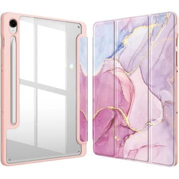 GS Ovitek za Samsung Galaxy Tab S10 Lite / S10 FE / S9 FE, Smartcase Hybrid, z držalom za pisalo, marmorno roza